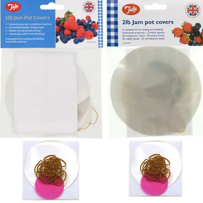 £2.69 • Buy Tala Jam Pot Covers CLEAR 1lb 2lb Jar Preserves Chutney Pickle Label Wax Seal