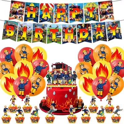 Fireman Sam Party Supplies Balloons Kids Birthday Decoration Decor Banner Home • $17.66