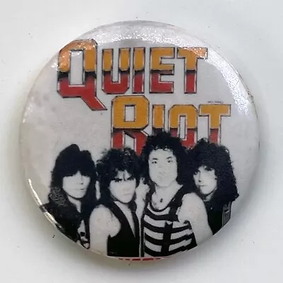 Vintage Early 1980s QUIET RIOT Button Pin Badge LA Metal Band Randy Rhoads 1.25  • $7.50