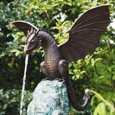 Garden Dragon Statue Fountain Dragon Ornament Resin Water Feature Sculpture UK • £31.51