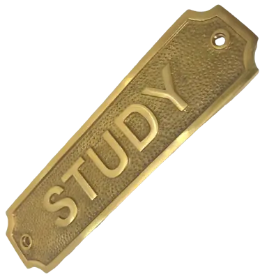 £7.90 • Buy Retro Study Sign Antique Style Brass Office / Lounge Plaque With Screws 