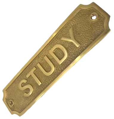 Retro Study Sign Antique Style Brass Office / Lounge Plaque With Screws  • £7.90