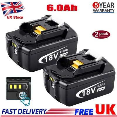£38.59 • Buy 2X 6.0Ah For Makita 18Volt Battery BL1860 BL1850 BL1840 Li-Ion Cordless LXT 400