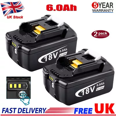 2X 6.0Ah For Makita 18Volt Battery BL1860 BL1850 BL1840 Li-Ion Cordless LXT 400 • £38.59