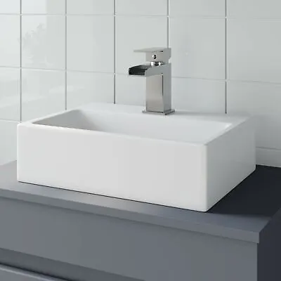 Bathroom Vanity Wash Basin Sink Countertop Rectangular 1 TH Modern 400 X 300mm • £35.97