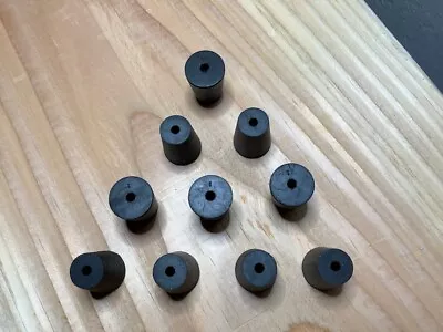 10 #1 Black Natural Rubber Laboratory Stoppers Size 1 1-HOLE STOPPER RS-1H • $5.57