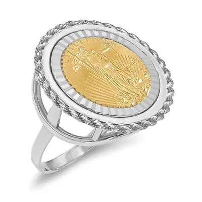 14k White Gold 1/10oz American Eagle Diamond-Cut Coin Ring CR14WD/10AEC • $1967.10