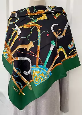 Vintage 1980s Escada Cane Scarf  Silk Hand Rolled Edges 34   • $78