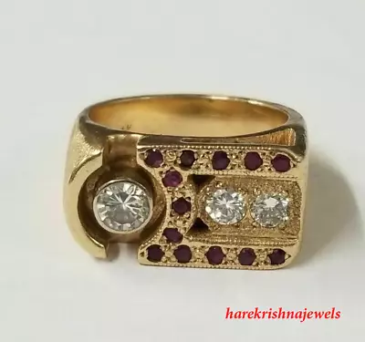 Men's Antique & Vintage Ring 1.50CT Lab-Created Diamond 14K Yellow Gold Finish • $150.82