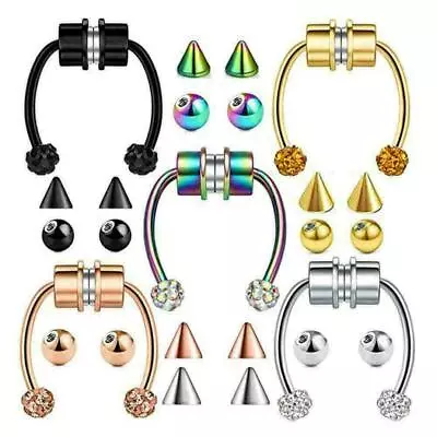 Magnetic Fake Crystal Septums Nose Ring Segment Helix Tragus Faux Non-Piercing • $1.29