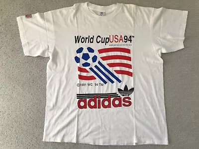 Vintage Adidas 1994 World Cup USA 94 FIFA Soccer Single Stitch T Shirt XL NEW • $29.99