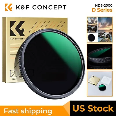 K&F Concept ND8-2000 Variable ND Filter Neutral Density Slim 11 Stops 37-82mm • $56.99
