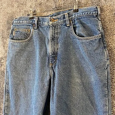 Carhartt Jeans Mens 34W 32L 34x32 Fleece Lined B155 Work Carpenter Insulated • $17.98