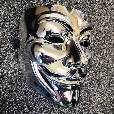 $9.99 • Buy V Vendetta Guy Fawkes Anonymous Hacker Silver Mask Halloween Cosplay Party Prop