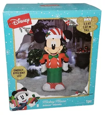 NEW Disney Mickey Mouse Inflatable Gemmy Christmas Decor 3.5 Ft LED Lights Up • $39