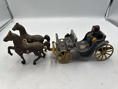 Antique Stanley Toys Cast Iron / Aluminum Horse Drawn Surry Carriage • $10