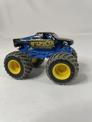 Hot Wheels Monster Jam Aftershock Black Truck With Mud On Wheels 1:64 • $8.76