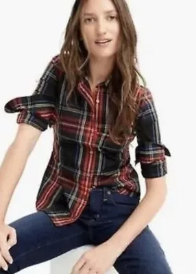 J Crew Women’s Tartan Stretch Perfect Shirt Sz 0 • $21.67