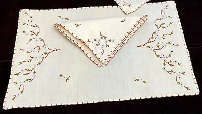 6 Vintage Madeira Hand Embroidered Placemats Napkins  YY627 • $135