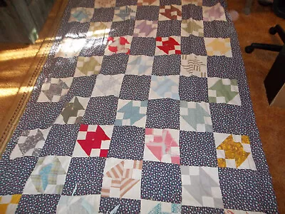 Vintage Handmade Machine -Stitched Quilt 90”x66  • $30