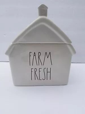 New Rae Dunn “FARM FRESH” White Ceramic Farmhouse Barn Cookie Jar Canister • $33.91