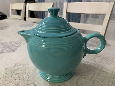 Fiesta Ware Vintage Turquoise Homer Laughlin Tea Pot W/Lid - 7.25  Tall 36 Oz • $59.99