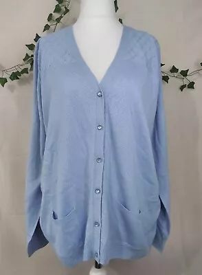 Isle EWM Blue Long Sleeve Button Up Cardigan Size L 18 20 UK Shoulder Detail • $16.42