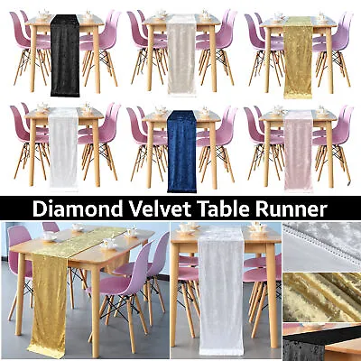 33x274cm Crushed Velvet Table Runners Chair Xmas Wedding Party Table Decoration • £5.99