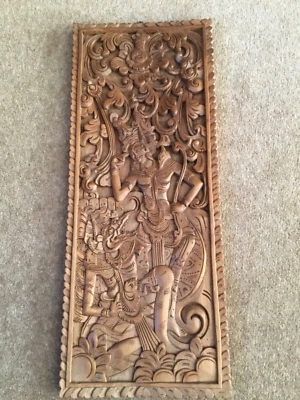 £30 • Buy Handmade Indian Carved Panel Vintage  Wooden Decor