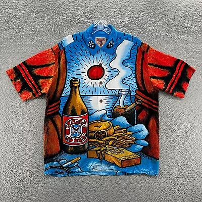 Vintage Mambo Loud Shirt Mens L Blue Mambo Bitter Beer And Chips By Reg Mombassa • $299.99