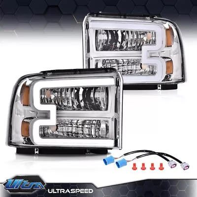 Fit For 2005-07 Ford F250 F350 Super Duty Conversion LED Chrome/Clear Headlights • $82.90