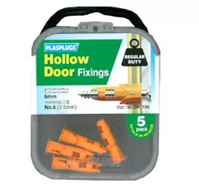 £3.99 • Buy Plasplug Hollow Door Fixings Quantity 5 Regular Duty For Use With 3.5mm Screw