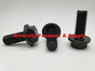 (25) M10-1.5 X 25 Metric Hex Flange Bolts 10mm X 25mm Screws M10x1.5x25 Black • $28.88