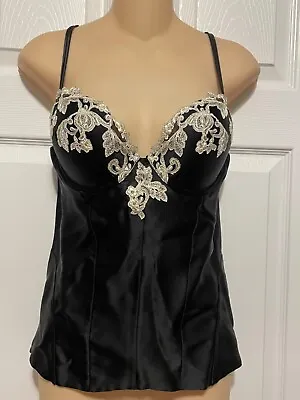 La Perla Maison Collection 36B Silk Bustier Black Ivory Elegant • $499.99