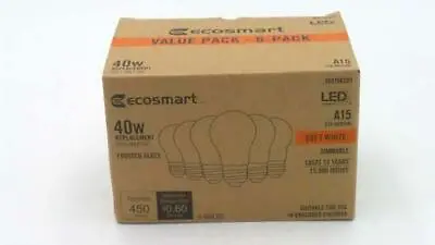 EcoSmart 40-Watt Equivalent A15 Dimmable E26 Medium Light Bulb 6 Pack • $14.39