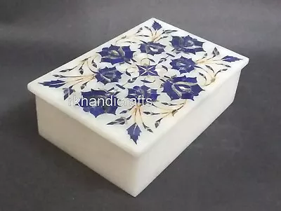 6x4 Inches Lapis Lazuli Stone Inlay Work Jewelry Box Rectangle Marble Bangle Box • $132.80