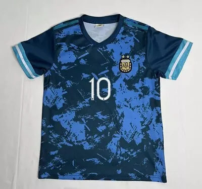 AFA Messi ( 10 ) Soccer ( Football) T-Shirt Top Short Sleeve Blue/Black Youth 28 • $9.99