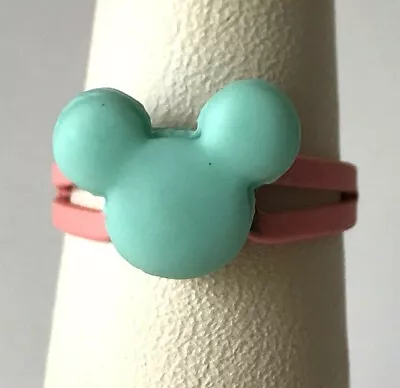 Vintage Disney Mickey Mouse Ears Ring Size 5 6 7 Macaroon Snacks Pink AquaSigned • $12.99