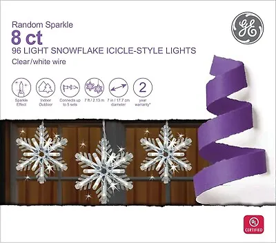 GE RANDOM SPARKLE 8ct SNOWFLAKE ICICLE-STYLE LIGHTS - NEW • $49.16