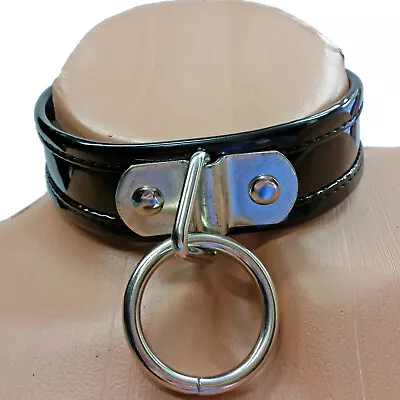 Vinyl Collar Choker O Ring Adjustable Buckle Closure Nail Head 1-1/8  Wide V9423 • $18.99