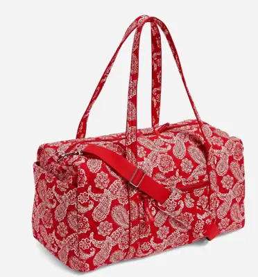 Vera Bradley LARGE TRAVEL DUFFEL Bag Red White Bandana (New & Sealed) $120 • $74.95