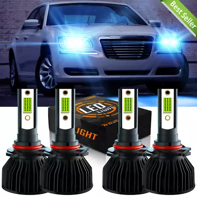 4x 9005 9006 Blue LED Combo Headlight Bulb High Low Beam Kit 8000K Super Bright • $32.69