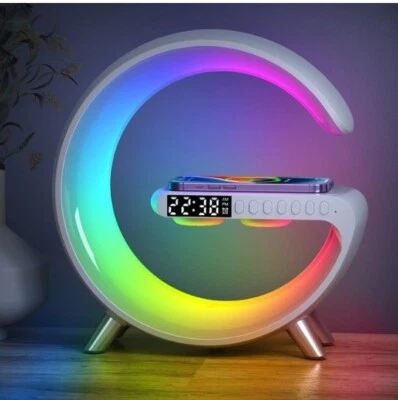 $90 • Buy LED Atmosphere RGB Light Wireless Charger Alarm Clock 15W Desk Lamp Bluetooth Sp