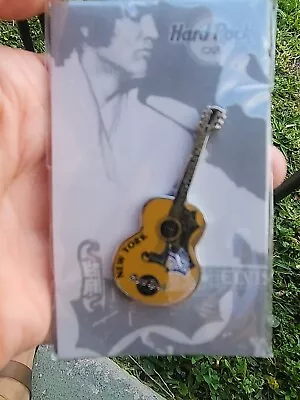 HARD ROCK CAFE PIN New York ELVIS YELLOW 1956 GIBSON J-200 GUITAR NEW IN BAG • $16