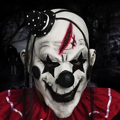 Evil Clown Mask Latex Fancy Dress Costume Scary Full Head Horror Halloween Party • £10.99