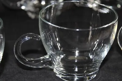 6 Clear Glass Open Handle Cups Retro Tea Coffee Expresso Hot Cold  4 Ounce • $26.99