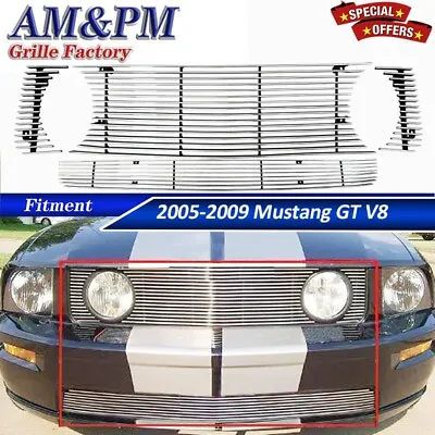 Fits 2005-2009 Ford Mustang GT V8 Chrome Billet Grille Grill Insert Combo 2008 • $92.99