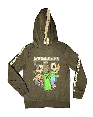 Kids Boys Hoodie Minecraft Creeper Gamers Hooded Top Age 7-16 Years Grey • £12.99