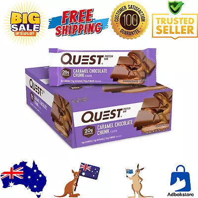 12x Quest Nutrition Caramel Chocolate Chunk Protein Bar High Protein Snack Bar • $56.37