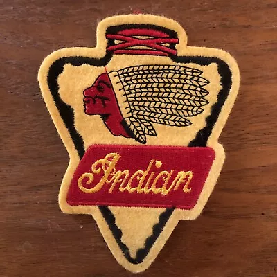 Vintage 70s Indian Motorcycle Embroidered Original Chief Head Felt Patch Not Rep • $45